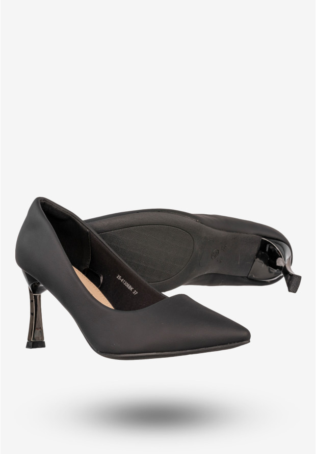 Szpilki Damskie Ekoskóra Buty Na Obcasie Eleganckie Czarne Potocki