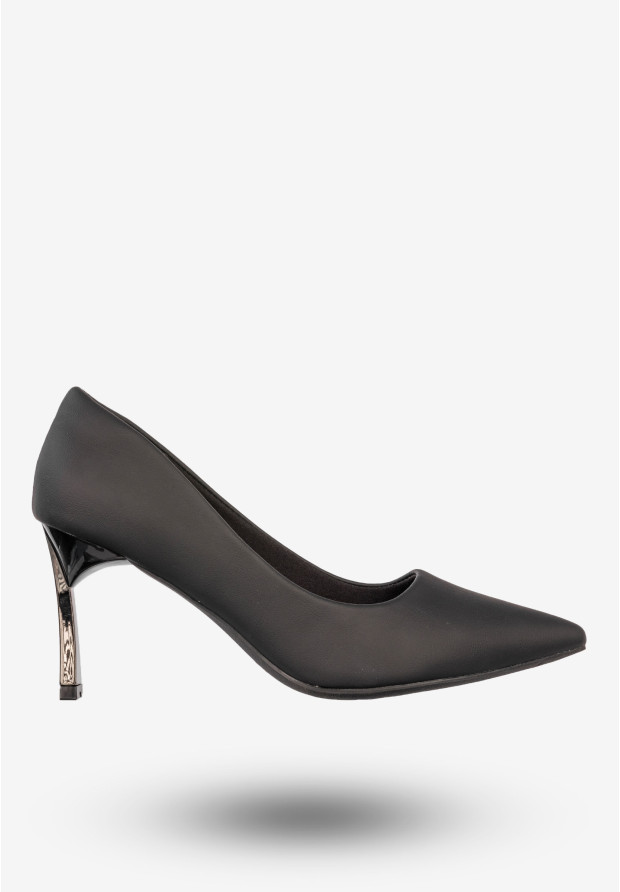 Szpilki Damskie Ekoskóra Buty Na Obcasie Eleganckie Czarne Potocki