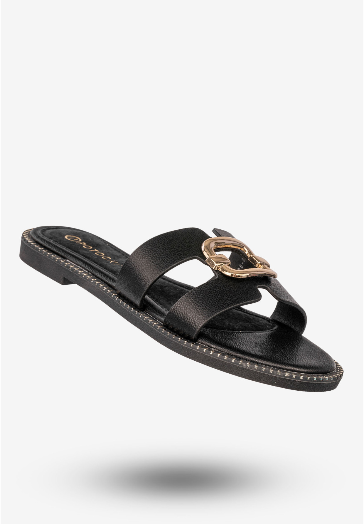 Klapki Damskie Ekoskóra Buty Letnie Eleganckie Czarne Potocki
