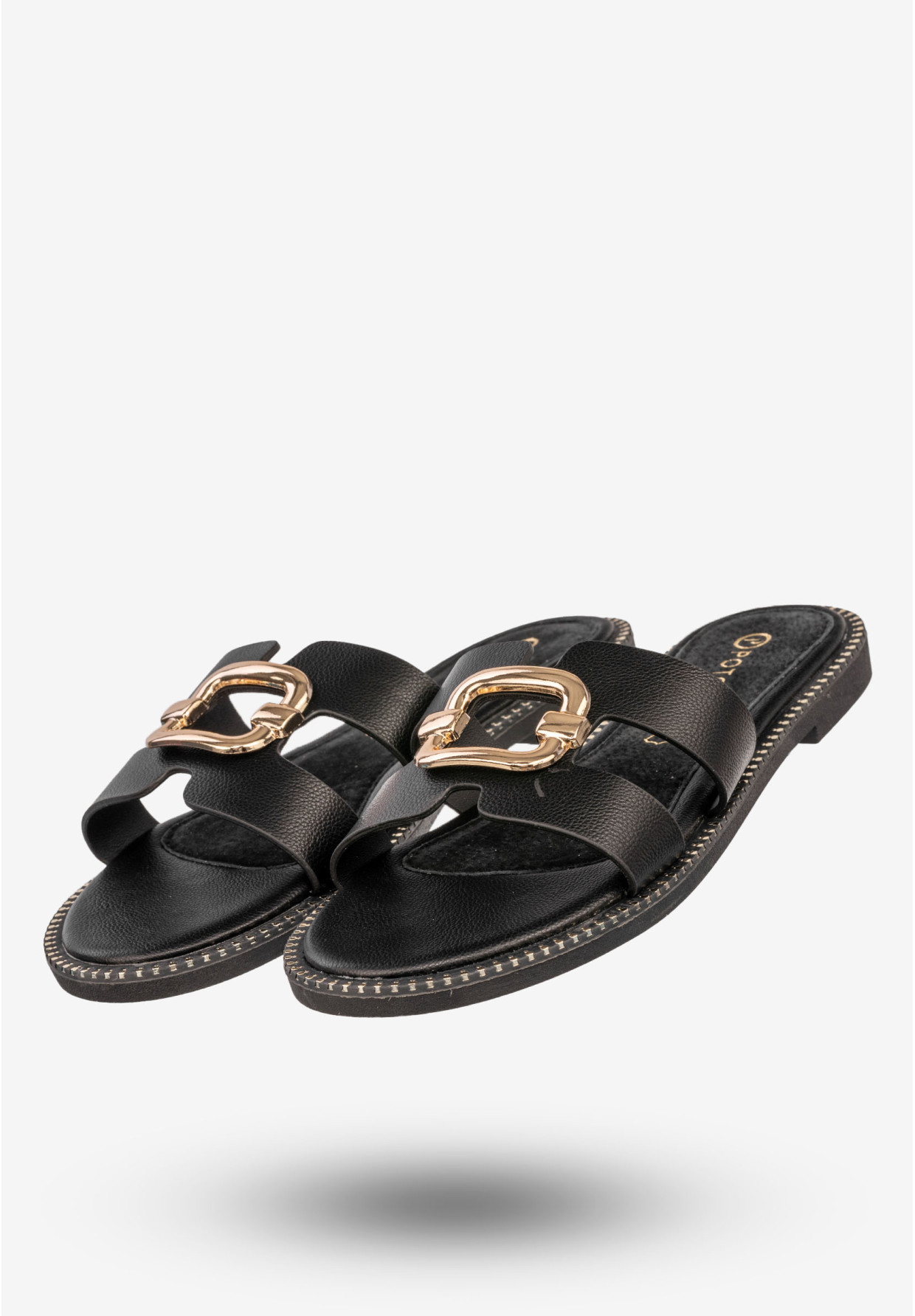 Klapki Damskie Ekoskóra Buty Letnie Eleganckie Czarne Potocki