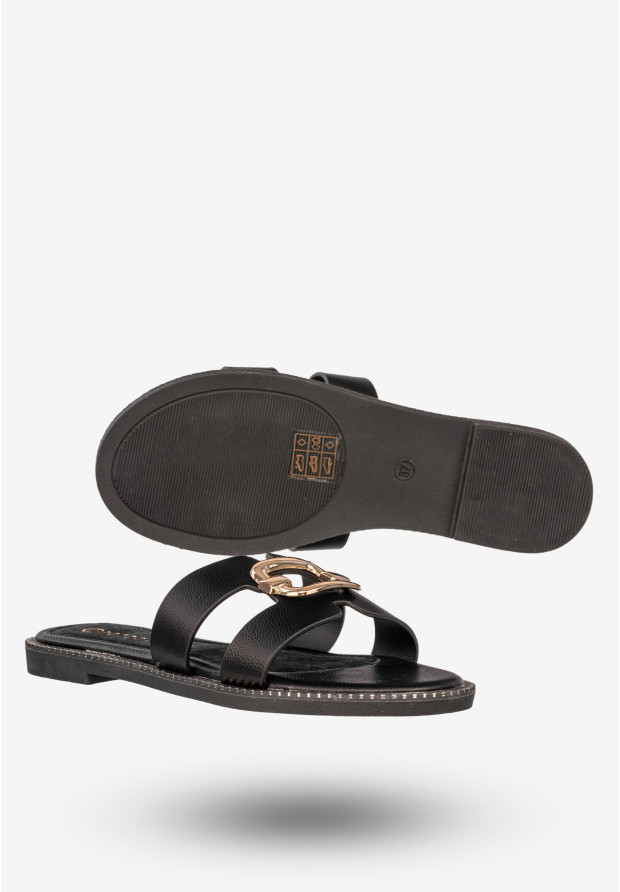 Klapki Damskie Ekoskóra Buty Letnie Eleganckie Czarne Potocki