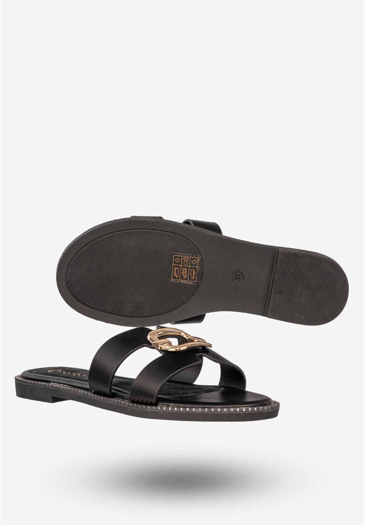 Klapki Damskie Ekoskóra Buty Letnie Eleganckie Czarne Potocki