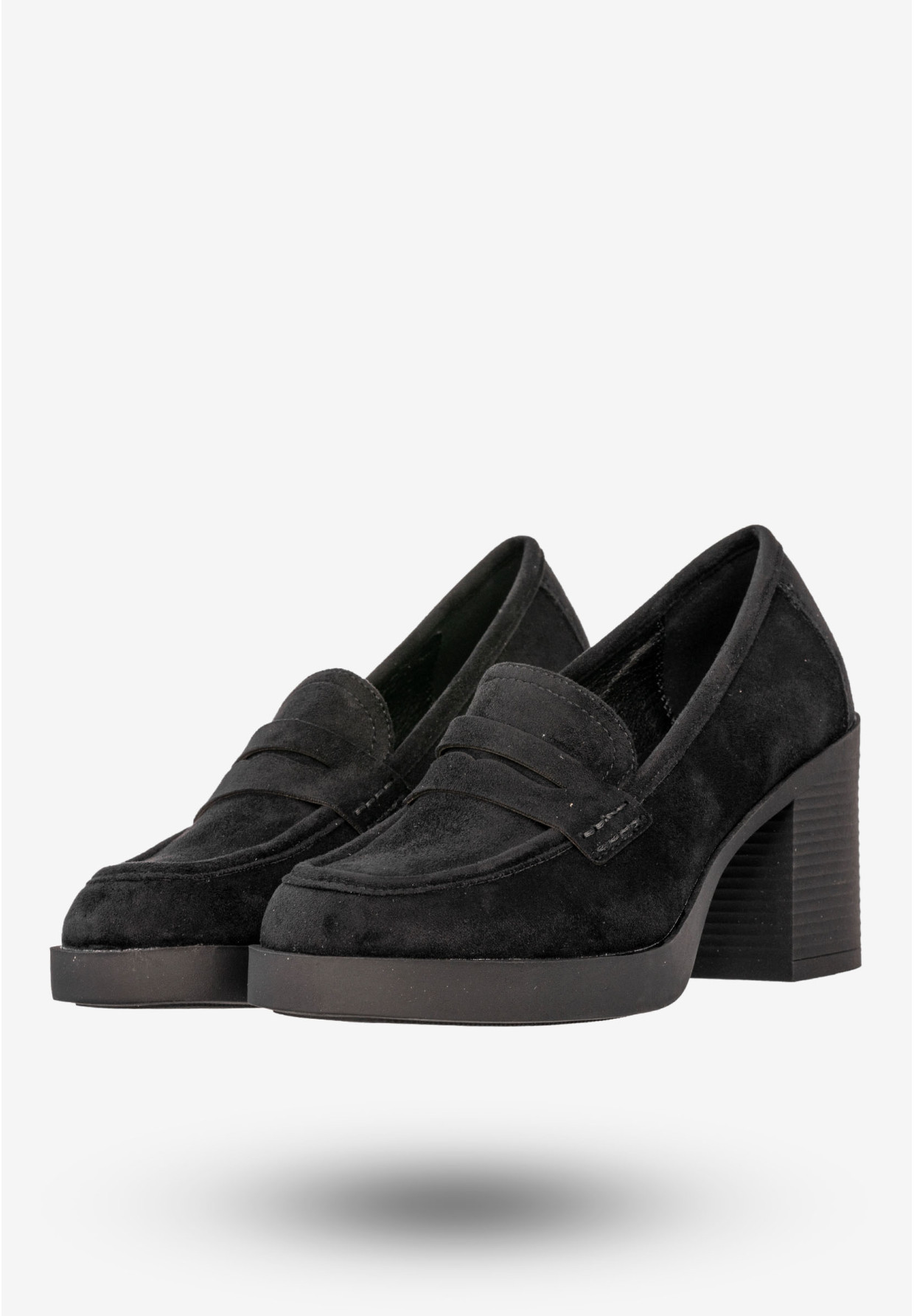 Mokasyny Damskie Buty Na Słupku Loafersy Czarne Potocki 25-12548BK