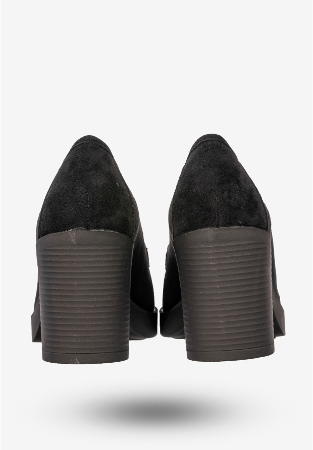 Mokasyny Damskie Buty Na Słupku Loafersy Czarne Potocki 25-12548BK