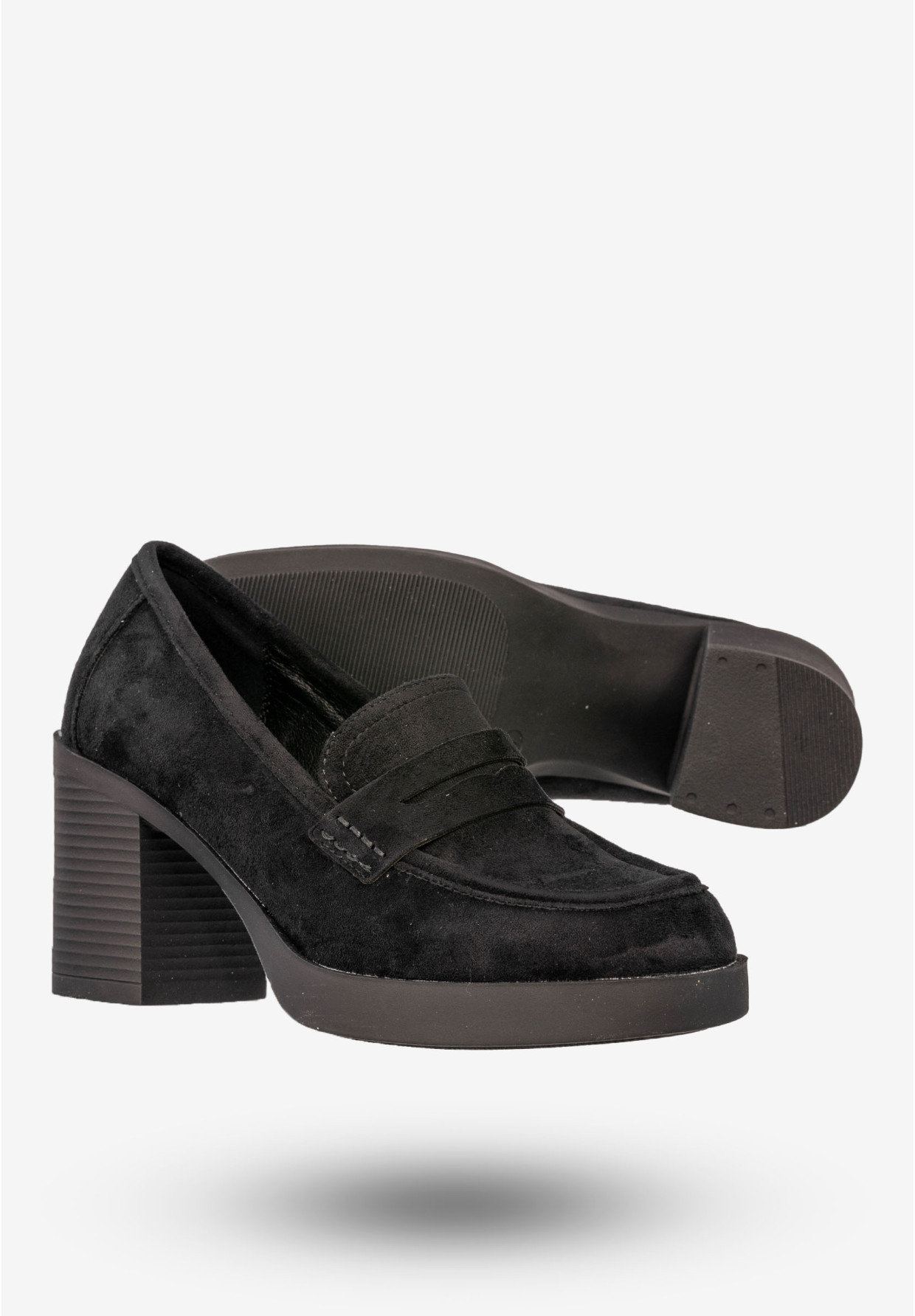 Mokasyny Damskie Buty Na Słupku Loafersy Czarne Potocki 25-12548BK