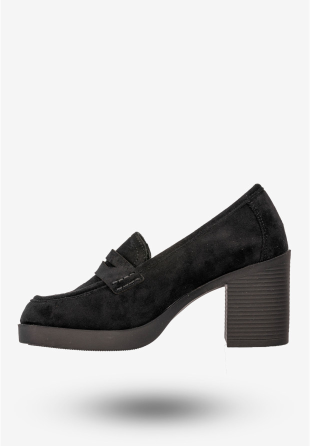 Mokasyny Damskie Buty Na Słupku Loafersy Czarne Potocki 25-12548BK