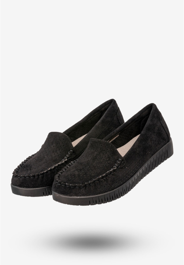 Mokasyny Damskie Buty Niskie Loafersy Półbuty Czarne Potocki