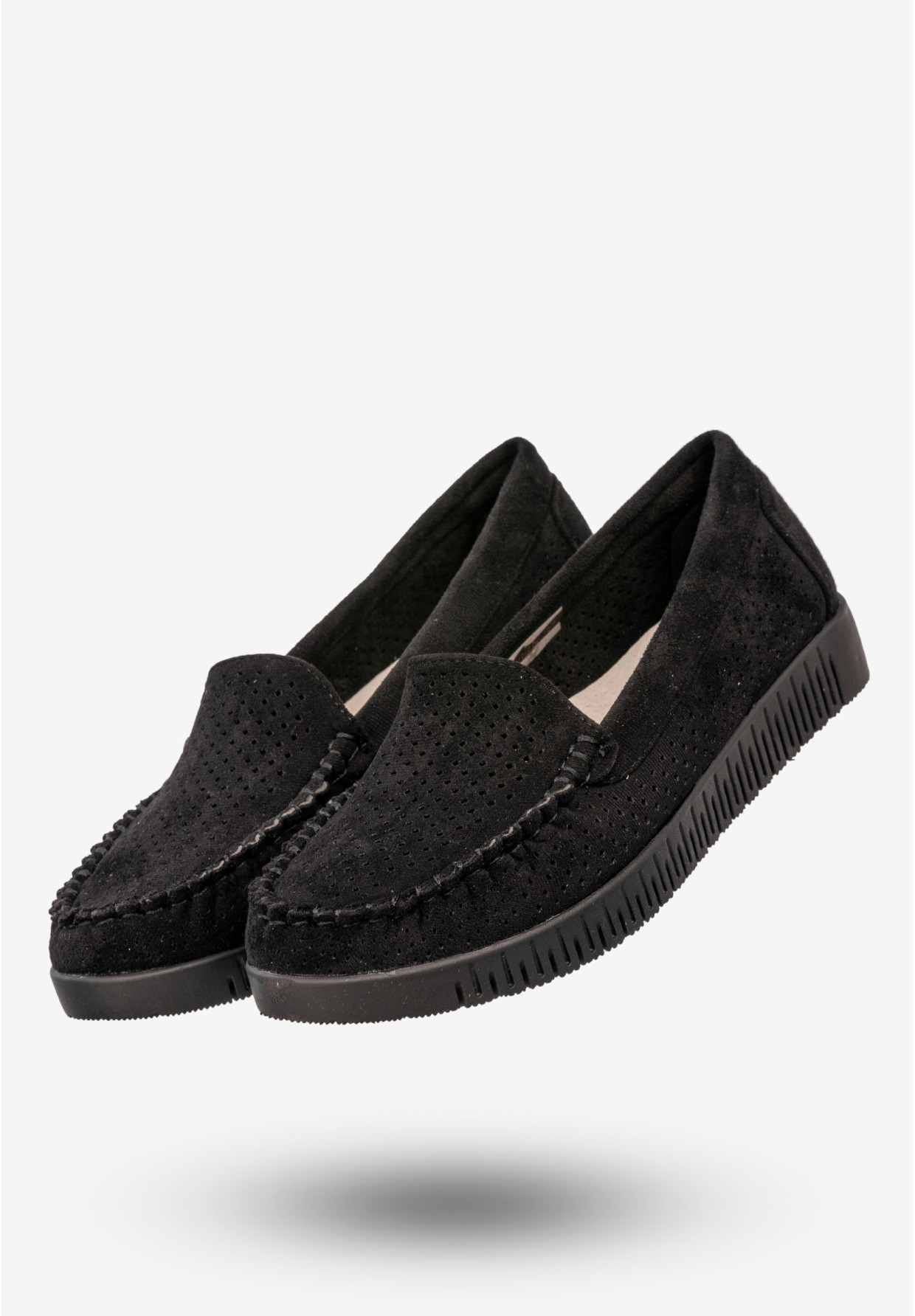 Mokasyny Damskie Buty Niskie Loafersy Półbuty Czarne Potocki
