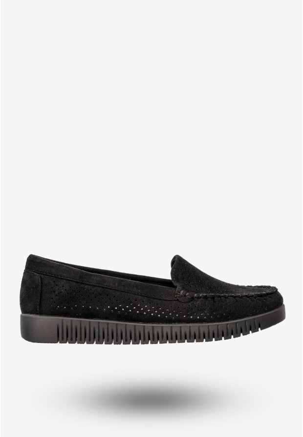 Mokasyny Damskie Buty Niskie Loafersy Półbuty Czarne Potocki