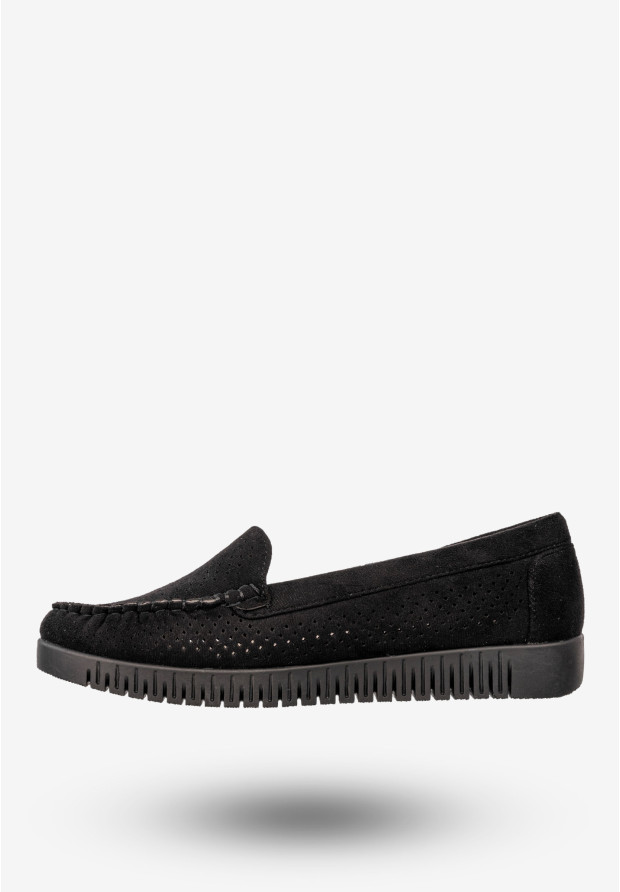 Mokasyny Damskie Buty Niskie Loafersy Półbuty Czarne Potocki