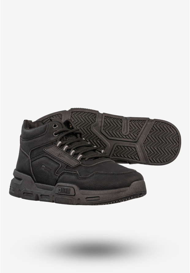 Sneakersy Męskie BIG STAR Buty Sportowe Wysokie Jesień Zima Czarne SS174282