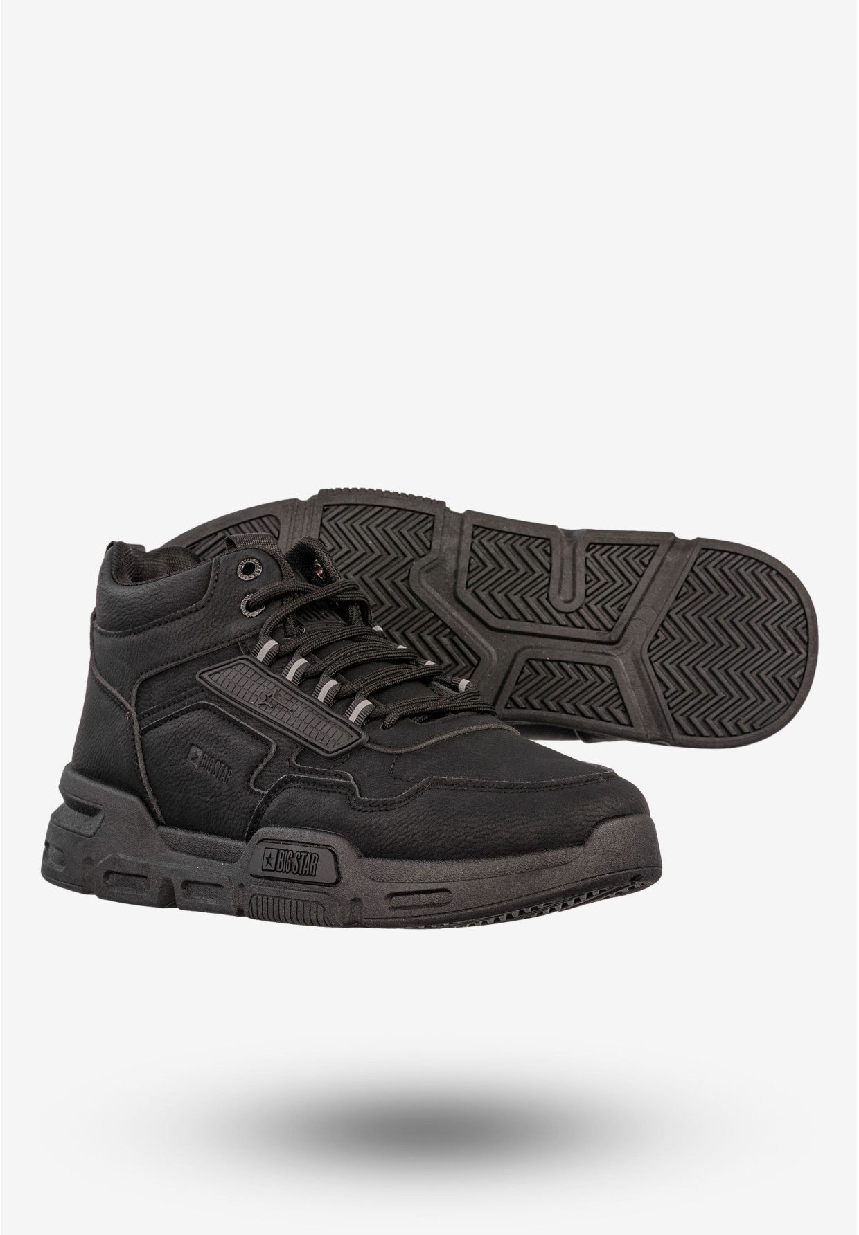 Sneakersy Męskie BIG STAR Buty Sportowe Wysokie Jesień Zima Czarne SS174282