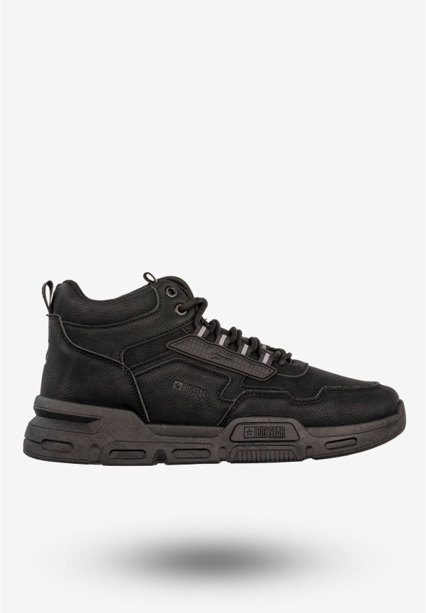 Sneakersy Męskie BIG STAR Buty Sportowe Wysokie Jesień Zima Czarne SS174282