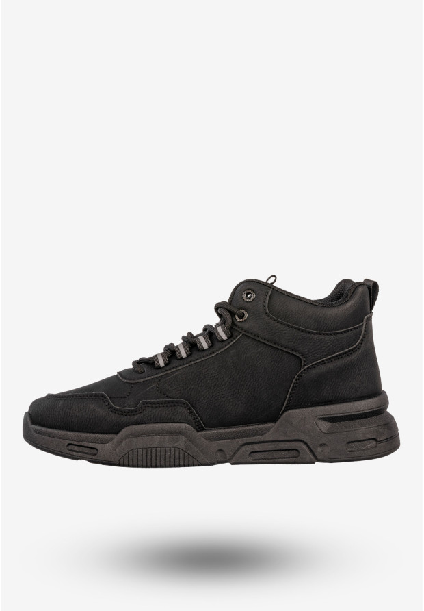 Sneakersy Męskie BIG STAR Buty Sportowe Wysokie Jesień Zima Czarne SS174282