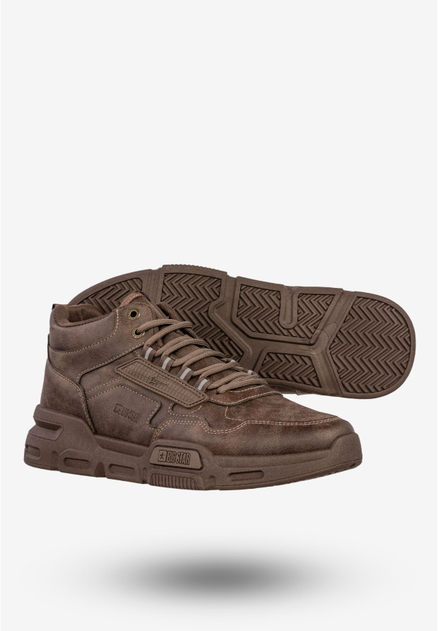 Sneakersy Męskie BIG STAR Buty Sportowe Wysokie Jesień Zima Brązowe SS174282