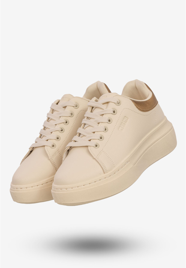 Sneakersy Damskie BIG STAR Buty Półbuty Sportowe Na Platformie Beżowe SS274246