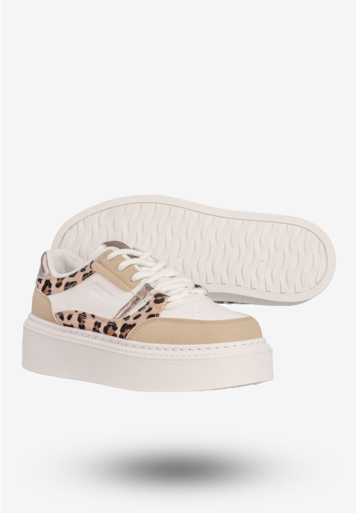 Sneakersy Damskie BIG STAR Buty Sportowe Półbuty Na Platformie Białe/Beżowe SS274357