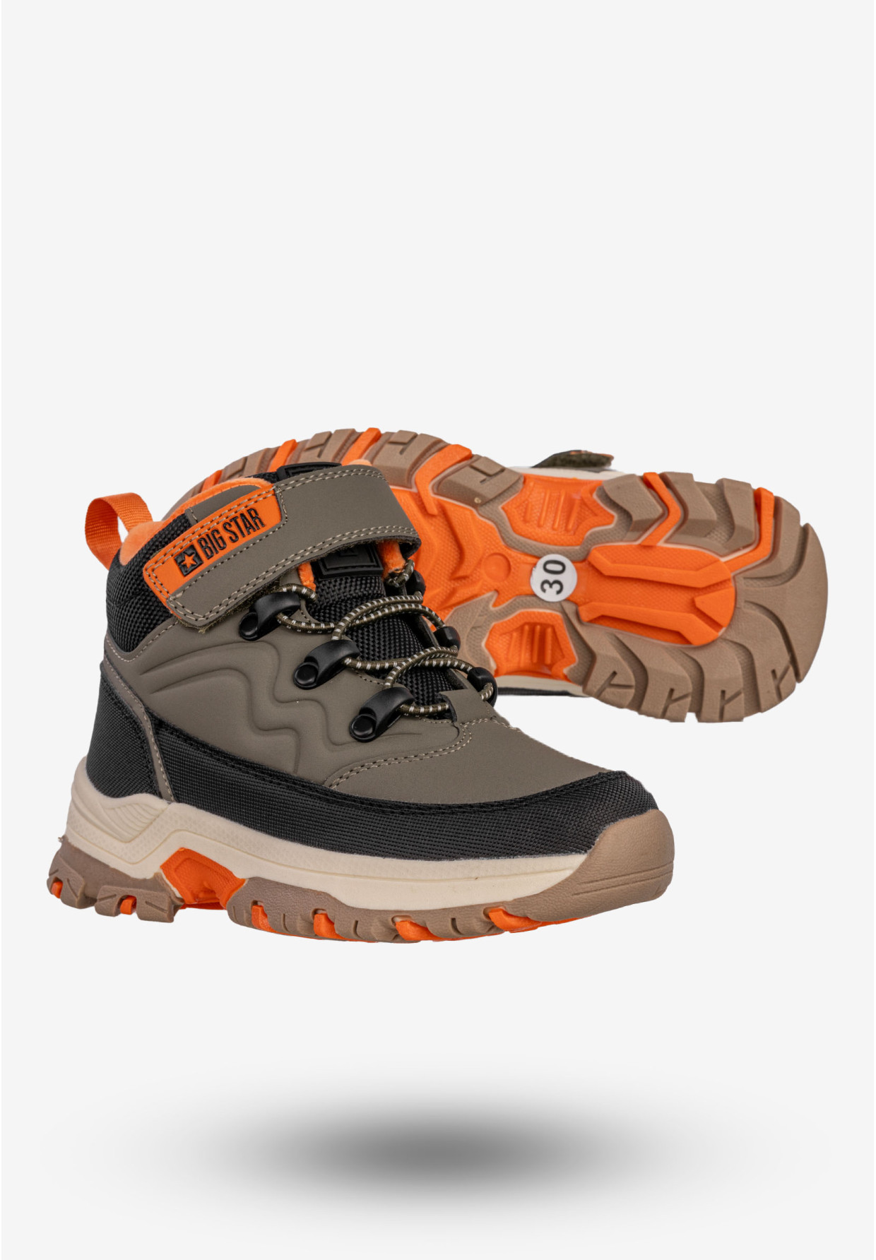 Trapery Dziecięce BIG STAR Buty Ocieplane Trzewiki Zimowe Khaki SS374010