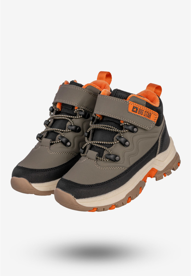 Trapery Dziecięce BIG STAR Buty Ocieplane Trzewiki Zimowe Khaki SS374010