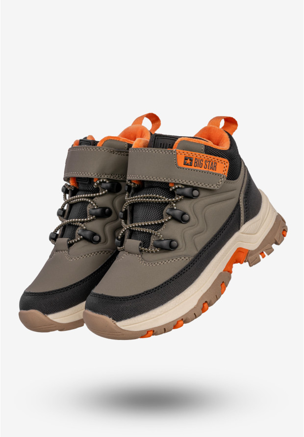 Trapery Dziecięce BIG STAR Buty Ocieplane Trzewiki Zimowe Khaki SS374010