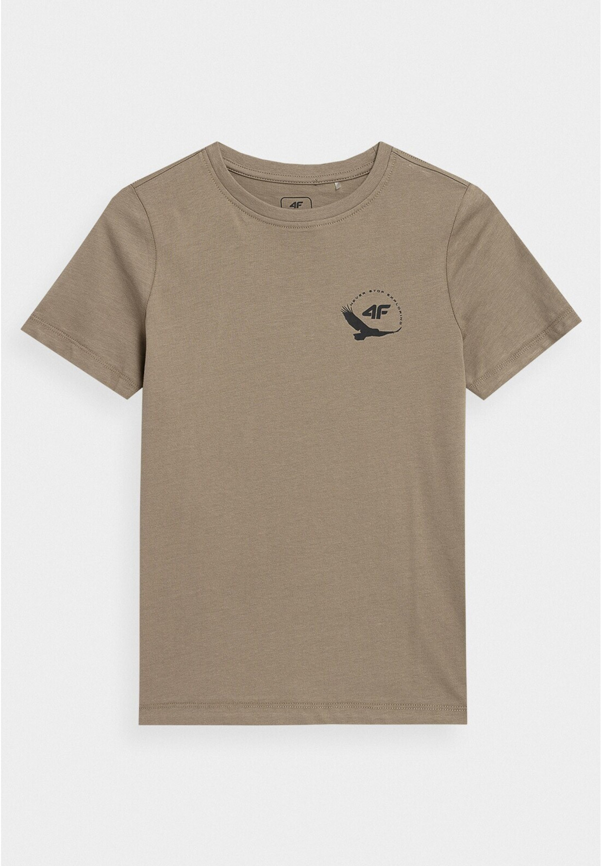 Koszulka Chłopięca 4F T-shirt Z Nadrukiem Beżowa 4FJSS23TTSHM321