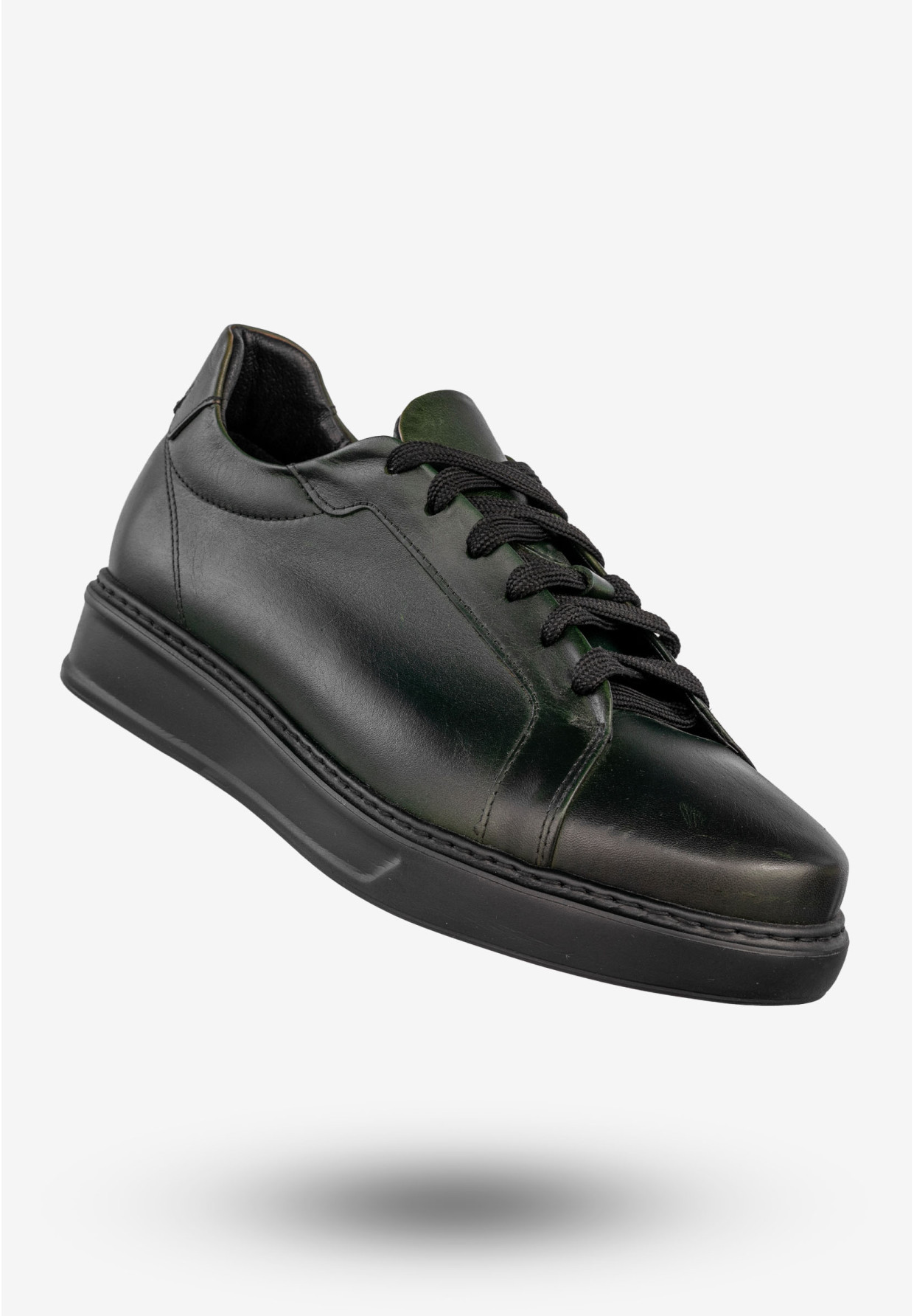 Sneakersy Męskie Skórzane Buty Sportowe Półbuty Czarne Faber