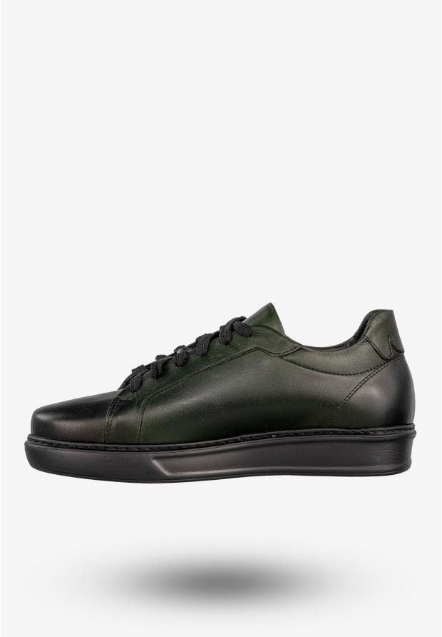 Sneakersy Męskie Skórzane Buty Sportowe Półbuty Czarne Faber