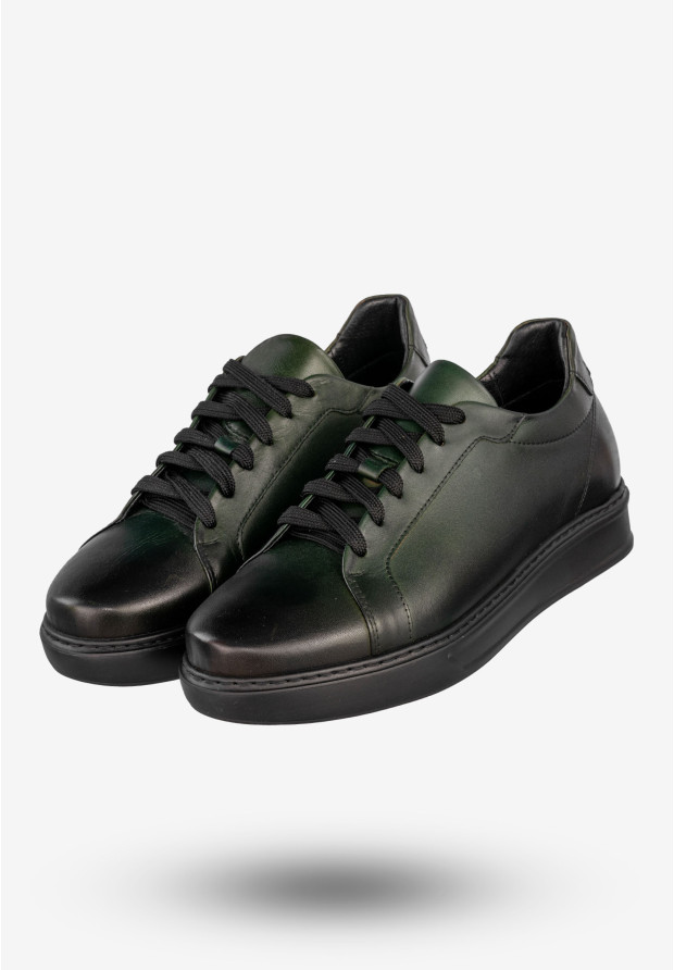 Sneakersy Męskie Skórzane Buty Sportowe Półbuty Czarne Faber
