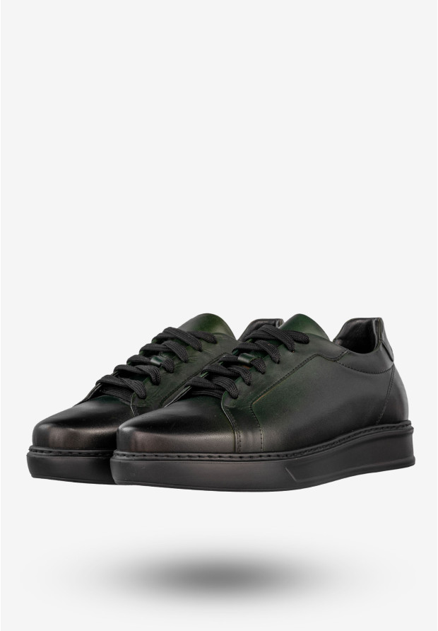 Sneakersy Męskie Skórzane Buty Sportowe Półbuty Czarne Faber