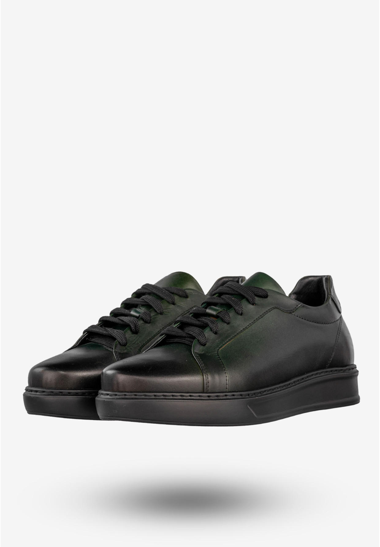 Sneakersy Męskie Skórzane Buty Sportowe Półbuty Czarne Faber