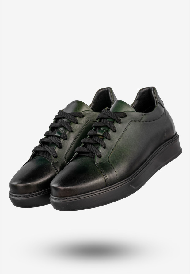 Sneakersy Męskie Skórzane Buty Sportowe Półbuty Czarne Faber