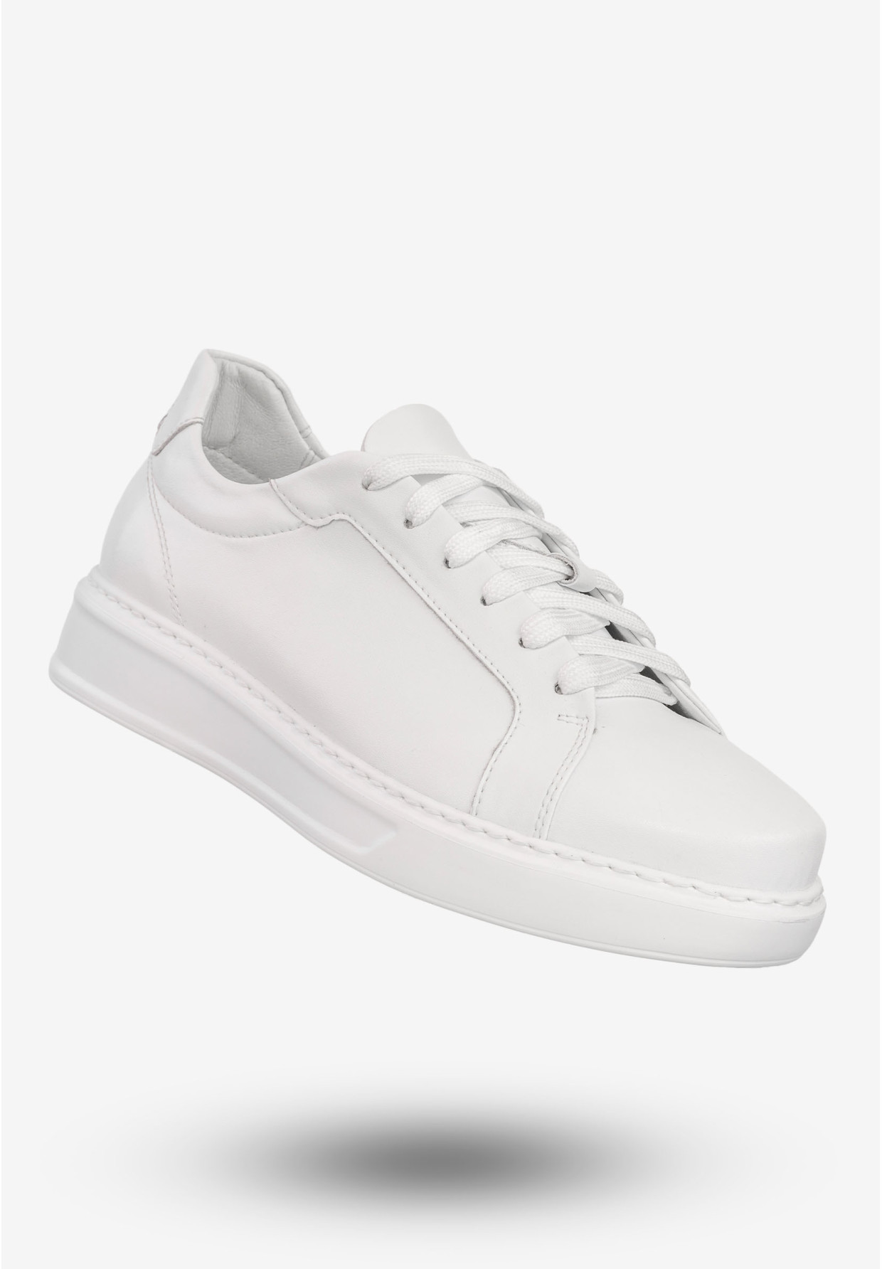 Sneakersy Męskie Skórzane Buty Sportowe Półbuty Białe Faber