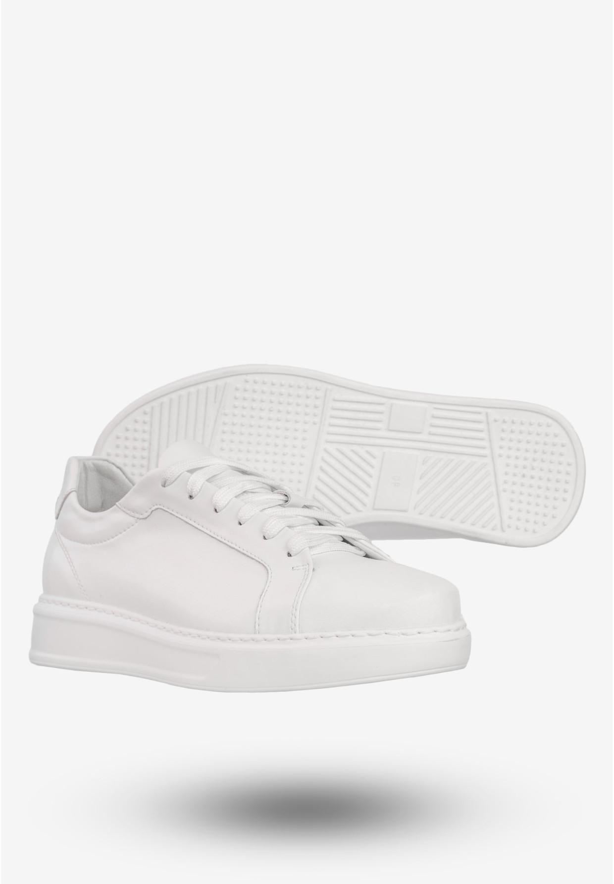 Sneakersy Męskie Skórzane Buty Sportowe Półbuty Białe Faber