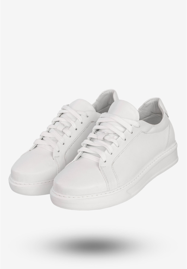 Sneakersy Męskie Skórzane Buty Sportowe Półbuty Białe Faber
