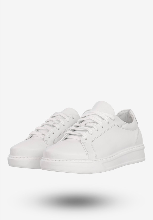 Sneakersy Męskie Skórzane Buty Sportowe Półbuty Białe Faber