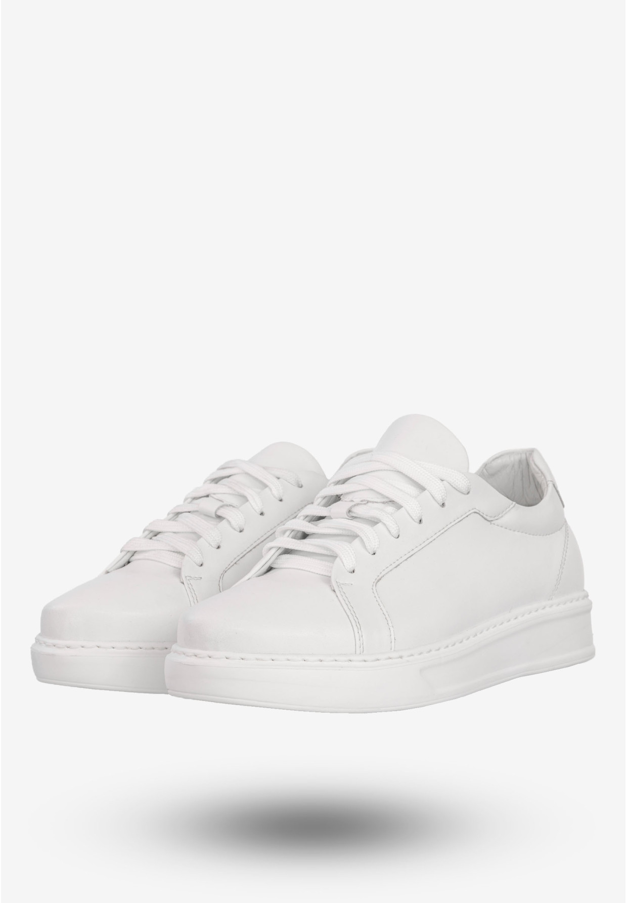 Sneakersy Męskie Skórzane Buty Sportowe Półbuty Białe Faber