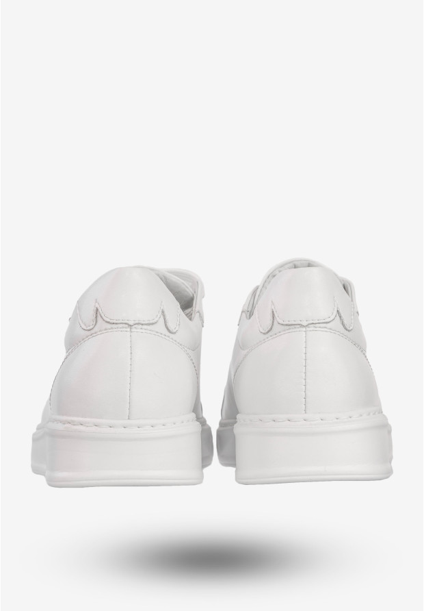 Sneakersy Męskie Skórzane Buty Sportowe Półbuty Białe Faber