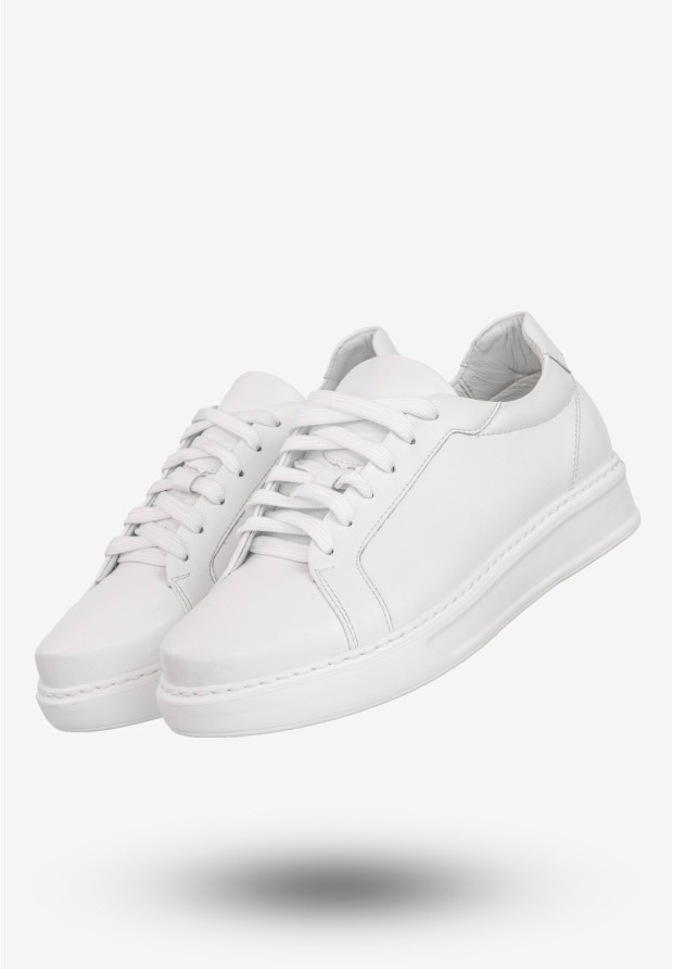 Sneakersy Męskie Skórzane Buty Sportowe Półbuty Białe Faber
