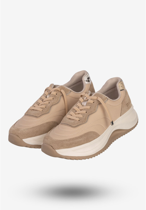 Sneakersy Damskie BIG STAR Skórzane Buty Sportowe Półbuty Beżowe RR274A345