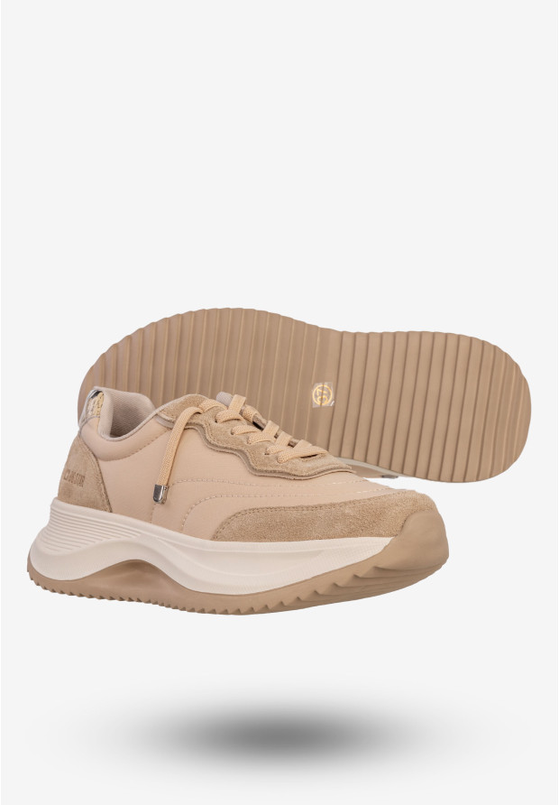 Sneakersy Damskie BIG STAR Skórzane Buty Sportowe Półbuty Beżowe RR274A345