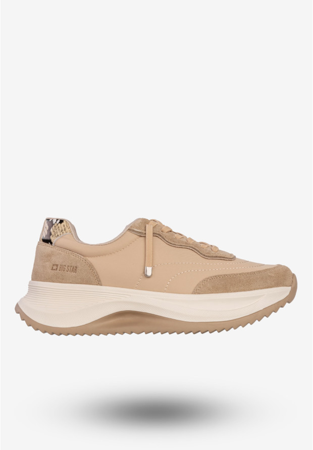 Sneakersy Damskie BIG STAR Skórzane Buty Sportowe Półbuty Beżowe RR274A345