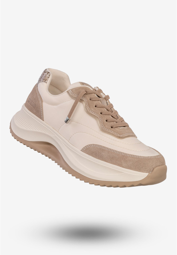 Beżowe sneakersy damskie BIG STAR z wkładką Hi-Poly