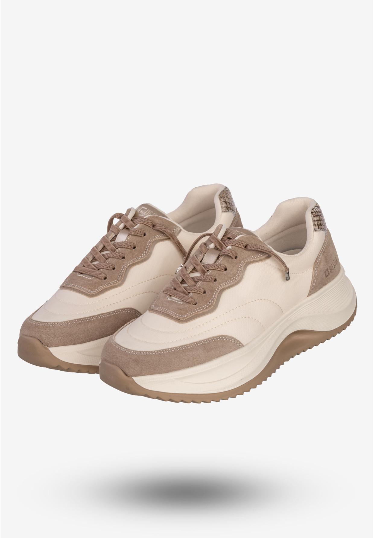 Sneakersy Damskie BIG STAR Skórzane Buty Sportowe Półbuty Jasne Beżowe RR274A344