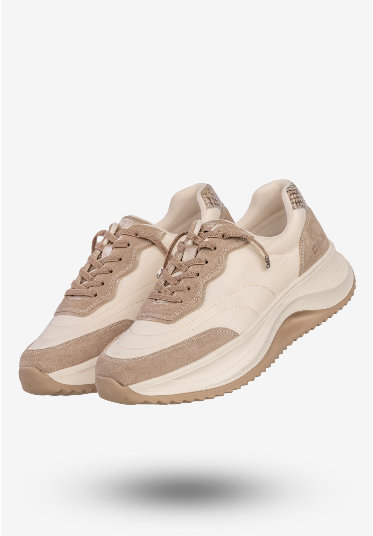 Sneakersy Damskie BIG STAR Skórzane Buty Sportowe Półbuty Jasne Beżowe RR274A344