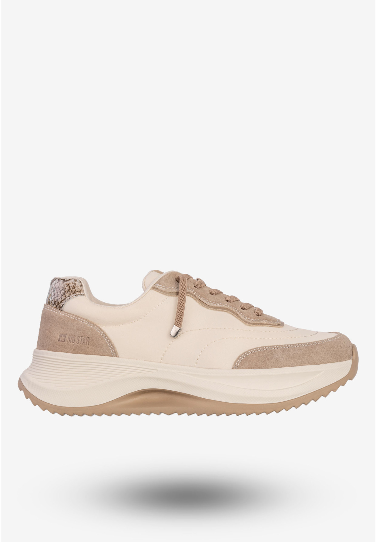 Sneakersy Damskie BIG STAR Skórzane Buty Sportowe Półbuty Jasne Beżowe RR274A344