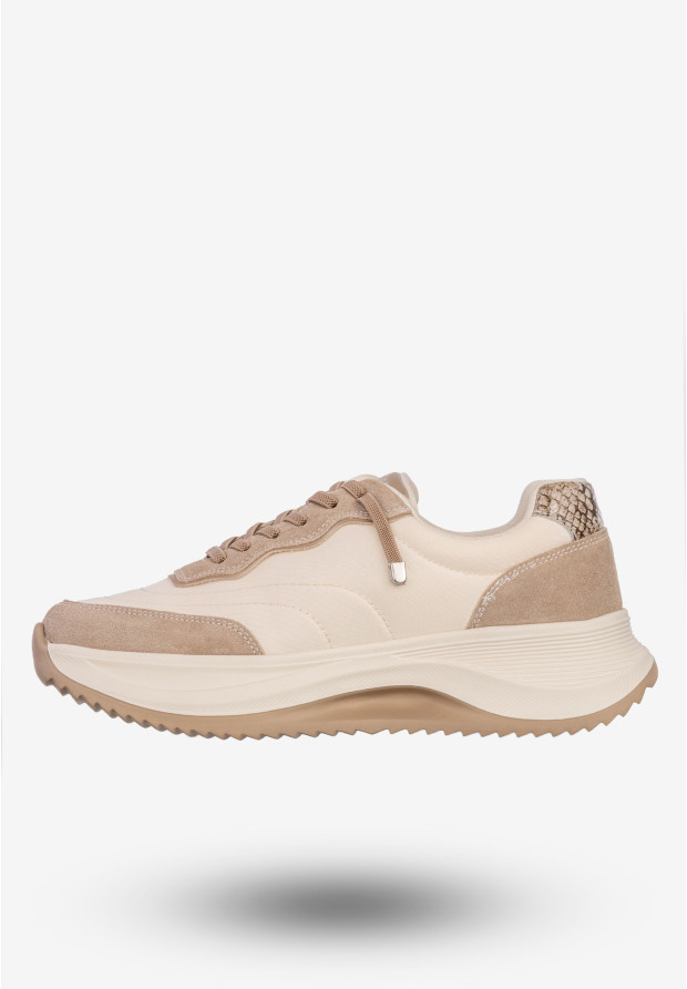 Sneakersy Damskie BIG STAR Skórzane Buty Sportowe Półbuty Jasne Beżowe RR274A344
