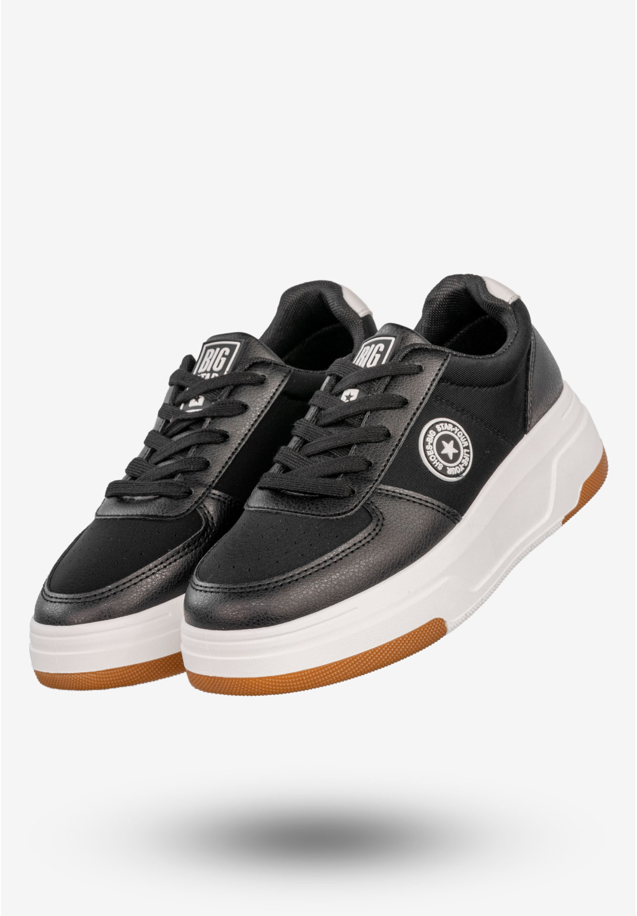Sneakersy Damskie BIG STAR Ekoskóra Buty Sportowe Półbuty Czarne RR274573