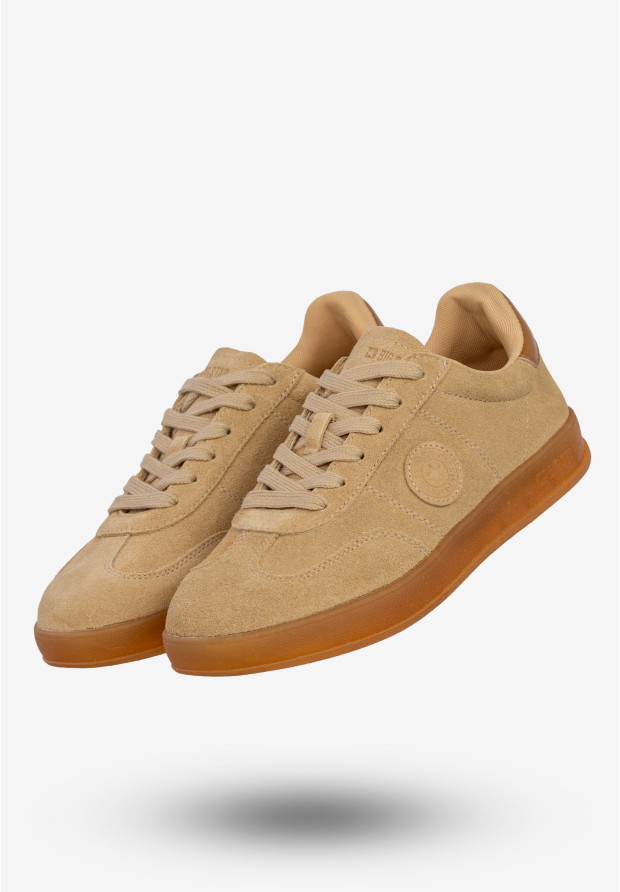 Sneakersy Damskie BIG STAR Skórzane Buty Sportowe Półbuty Beżowe RR274849