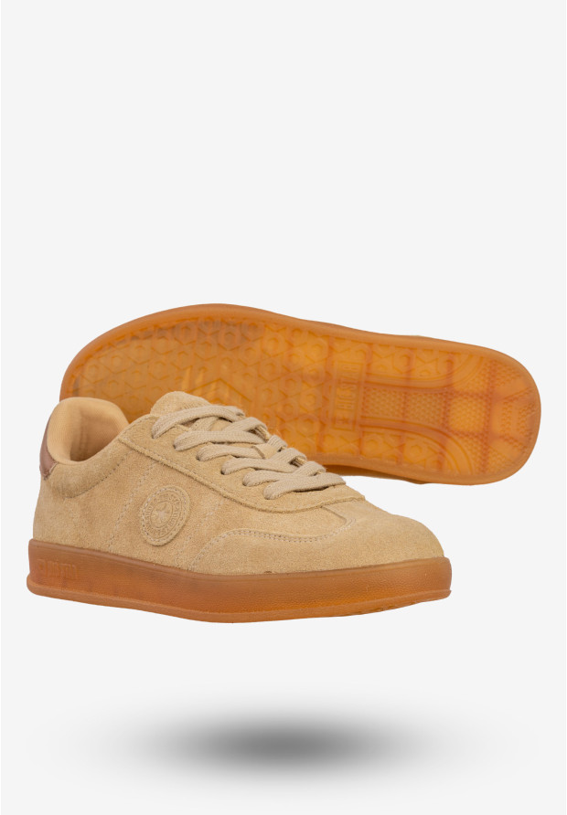 Sneakersy Damskie BIG STAR Skórzane Buty Sportowe Półbuty Beżowe RR274849