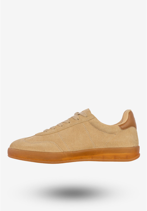 Sneakersy Damskie BIG STAR Skórzane Buty Sportowe Półbuty Beżowe RR274849